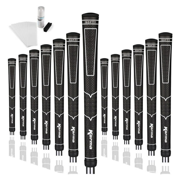 Karma Softy Kit de Poignées de Club de Golf Taille Moyenne (13 Poignées, Solvant et Ruban Adhésif Double Face)