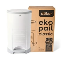 Dekor Eko Classic Diaper Pail Made with 70% Recycled Materials, Hands-Free: Step–Drop–Done | Cost-Effective Refill System | White