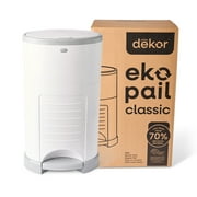 Dekor Eko Classic Diaper Pail Made with 70% Recycled Materials, Hands-Free: Step–Drop–Done | Cost-Effective Refill System | White