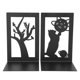 thumbnail image 3 of Sujetalibros de Metal para escritorio, estantería de almacenamiento para libros, documentos, divisor, suministros para manualidades (árbol de gato, planeta gato), 2 uds., 3 of 5