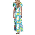 thumbnail image 4 of LWavelet Women's V-Neck Ruffle Sleeve Pastel Bunny & Easter Egg Print Maxi Dress for Easter & Casual Outfits Blue 2XL, 4 of 4