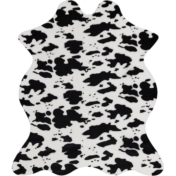 Faux Cowhide Rug Cute Cow Print Rug Cow Rugs for Bedroom Living Room Nursery Western Home Decor Area Rug, Brown and White 2.5 x 3.6 Feet