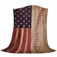 thumbnail image 6 of American Flag Vintage Blanket Soft Cozy Warm Throw Blanket for Couch, Plush Fuzzy Flannel Fleece Blankets for Sofa, Farmhouse Baseball Blue Red Bed Blankets Lightweight Gifts for Women, 40"x60", 6 of 9
