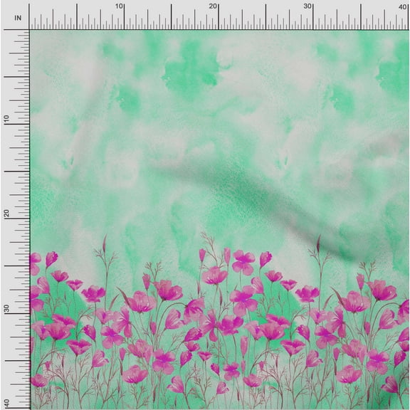 oneOone Cotton Flex Fabric Leaves & Flower Panel Print Fabric BTY 40 Inch Wide