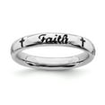 thumbnail image 1 of Sterling Silver Stackable Expressions Black Enamel Faith Ring - Size 9, 1 of 3