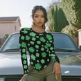 thumbnail image 3 of Xoenoiee Shamrock Polka Point Print Women's Long Sleeve T Shirts Crew Neck Slim Fit Tops Dressy Ruched Basic Tee St. Patrick's Day Y2k Going Out Shirts Irregular Hem Blouser, Size S, 3 of 7
