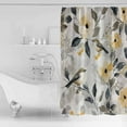thumbnail image 4 of 54x78 Inch Shower Curtain Decorative Yellow Grey Botanical Bathtub Bath Curtains Fabric Waterproof Bathroom Decor Spring Floral Birds Watercolor Small Stall Shower Curtain Set with 12 Hooks, 4 of 6