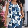 thumbnail image 1 of XUNKUSGA Débardeurs Grande Taille pour Femmes Été Sans Manches Tunique Col Rond Décontracté T-Shirts Amples pour Femmes Mode Été Tunique Plissée Florale blouses,5TG,Bleu, 1 of 6