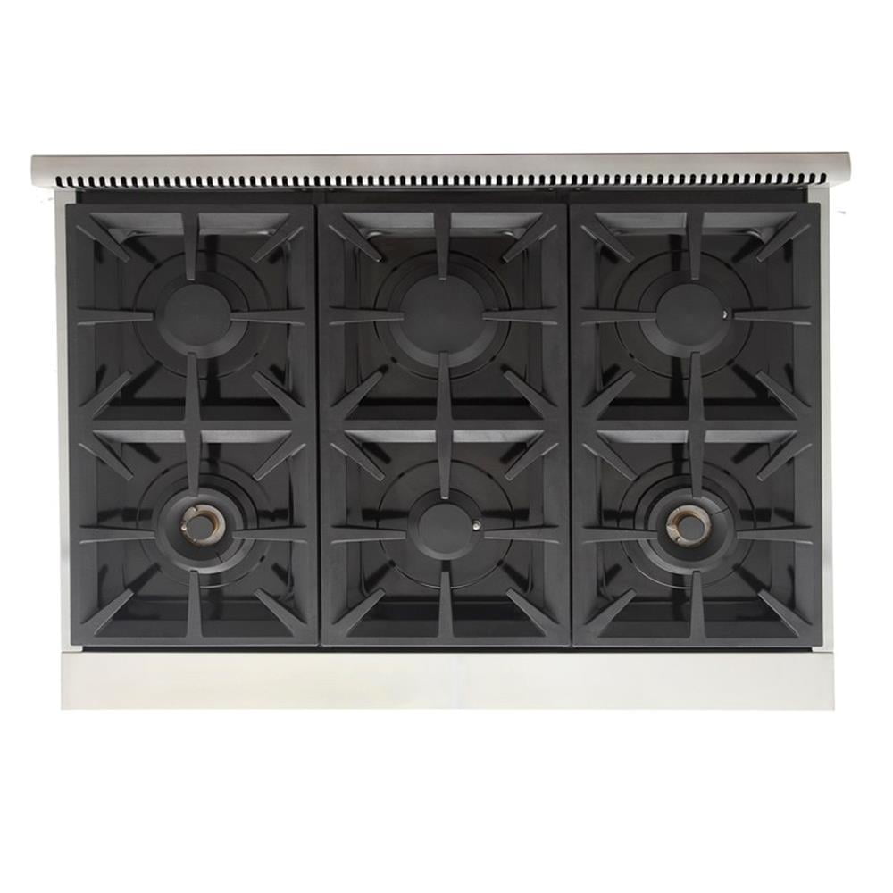 Pemberly Row 36" Propane Gas Range in Stainless Steel with Royal Blue Knobs