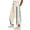 Beige, variant on Qaspx Womens Pants Wide Leg Elastic Waisted Sweatpants Drawstring Contrast Color Track Pants