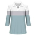 thumbnail image 5 of Cagogo Women's 3/4 Sleeves Shirts Summer Under $5 Casual V Neck Collared Color Block T-Shirts Business Work Tops Grandma Mothers Day Gift, 5 of 5