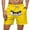 Yellow, variant on Mens Funny Cartoon Print Swim Trunks with Pockets, Quick Dry Board Shorts, Elastic Waist, Orange,Size 5XL