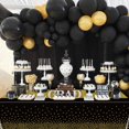 thumbnail image 4 of 4 Pack Black and Gold Tablecloths - 86.6"x51.2" Rectangular Black Gold Table Cover for Weddings Birthdays First Communion Baby Showers Graduation, 4 of 7