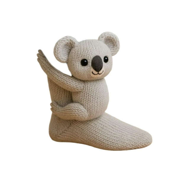 Calcetines de punto 3D con diseño de animales para mujer, suaves, cálidos y cómodos para el suelo en invierno. coala