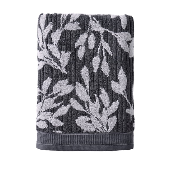 Better Homes & Gardens Signature Soft Floral Bath Sheet,Grey Shadow/Soft Silver