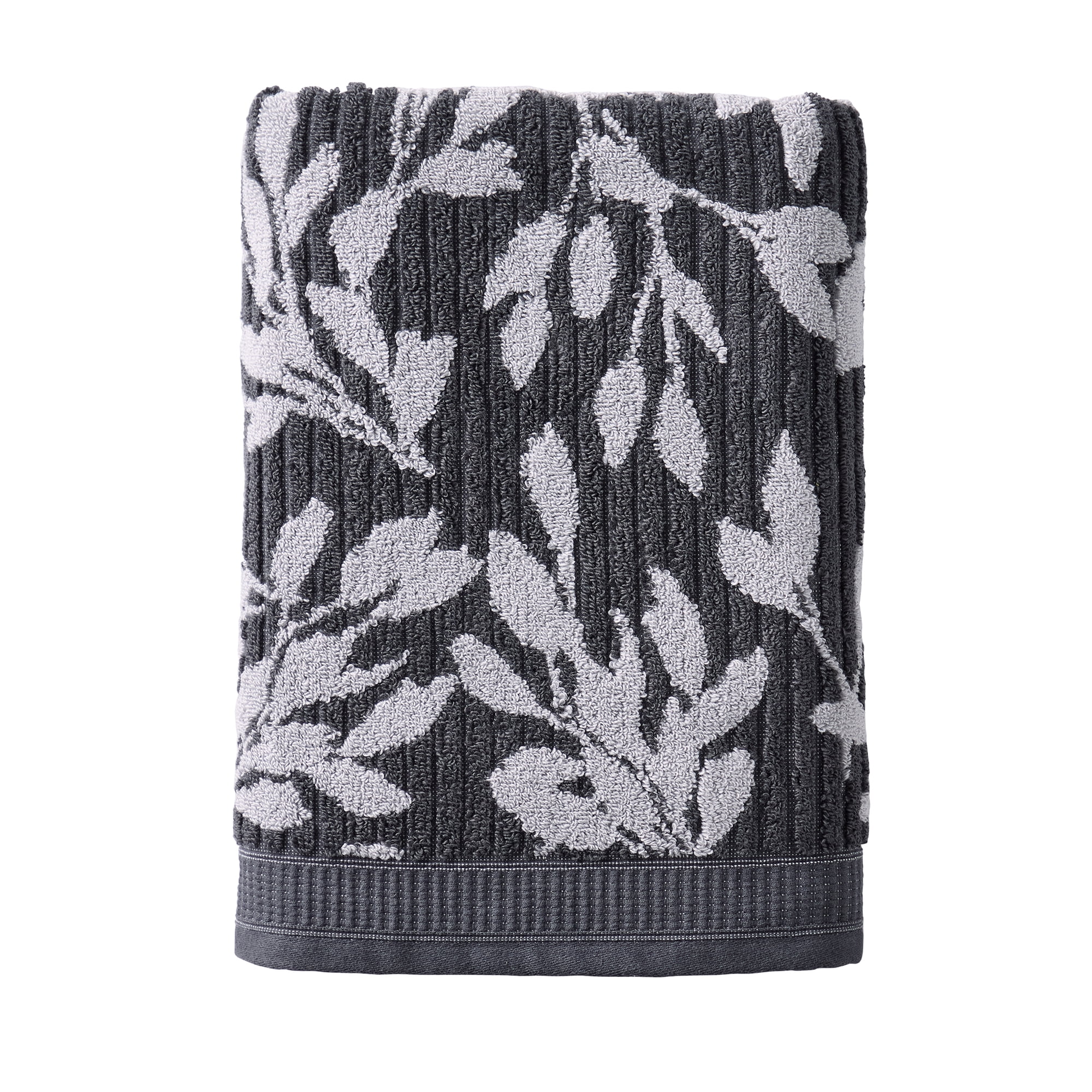 Better Homes & Gardens Signature Soft Floral Bath Towel, Grey Shadow/Soft Silver