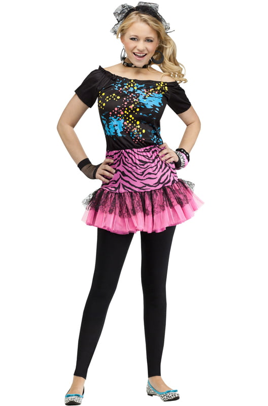9 Piece 80s Pop Party Diva Teen Costume Accessories Set 7-16 Years