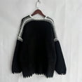 thumbnail image 5 of YDFCWXW Women Fall Open Front Color Block Cardigan Sweater Casual Striped Knit Oversized Cardigan Black, S, 5 of 6