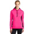 thumbnail image 2 of Women's Sport-Wick Fleece Colorblock Hooded Pullover, Black/Deep Red - Medium, 2 of 3