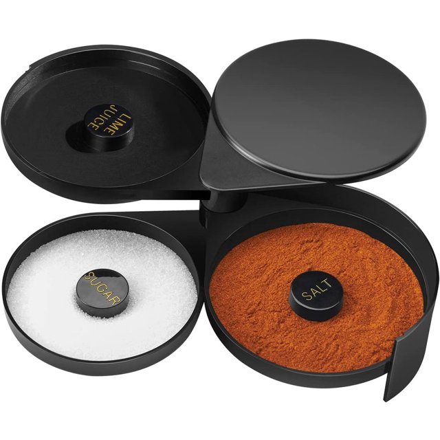Caja de plástico de tres capas con borde de sal, caja de borde de azúcar para agua salada, caja de condimento para cóctel de jugo