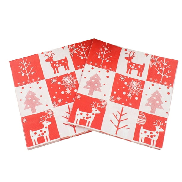 KAKOWELY 20 servilletas navideñas estampadas con diseño de alce y ciervo, de pulpa de madera, para cenas, recuerdos de fiesta de Navidad.