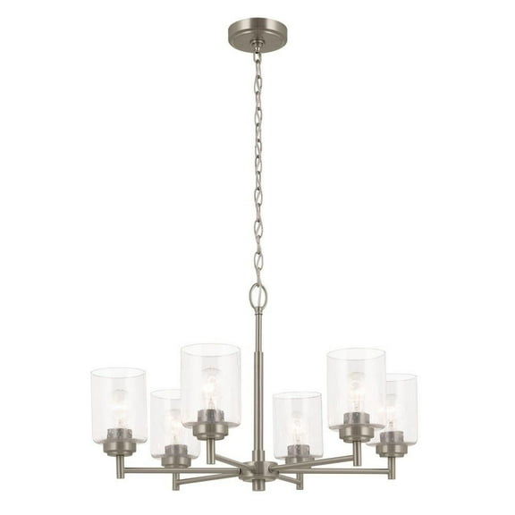 6 Light Large Chandelier in Industrial Style-16.5 inches Tall and 26 inches Wide-Brushed Nickel Finish Bailey Street Home 147-Bel-5035635