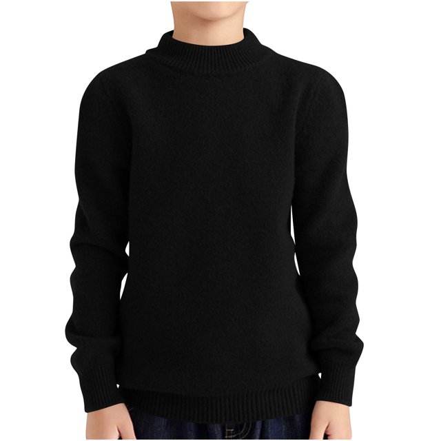 Posijego 4-18 Years Girls Boys Sweaters Crew Neck Solid Color Long Sleeve Knit Pullover Tops Fall Winter Clothes