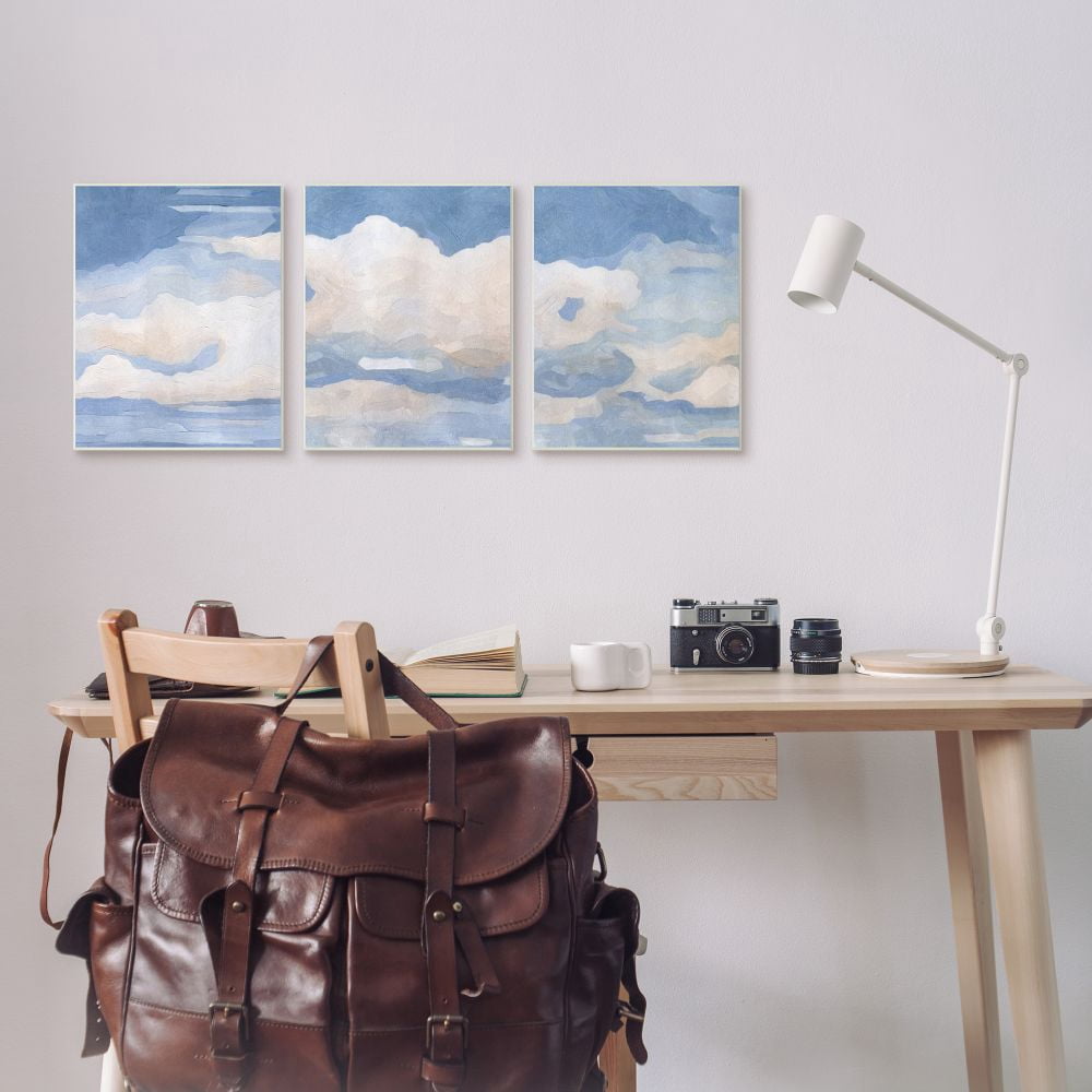 Stupell Industries Sky Blue Cloud Scape Traditional Nature Painting Canvas Wall Art Design by Emma Caroline, 3 Piece, 24" x 30"