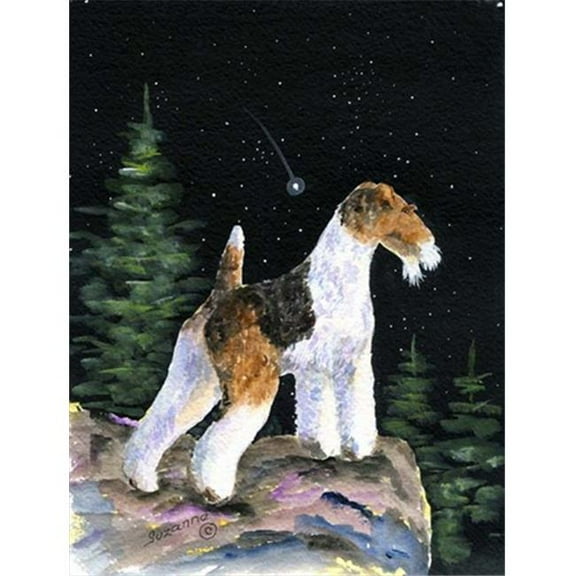 Starry Night Fox Terrier Flag - Garden Size, 11 x 15 in.