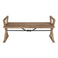 thumbnail image 2 of Kate and Laurel Travere Wood Bench, Rustic Finish with Ornate Black Painted Metal Support Bar, 2 of 5