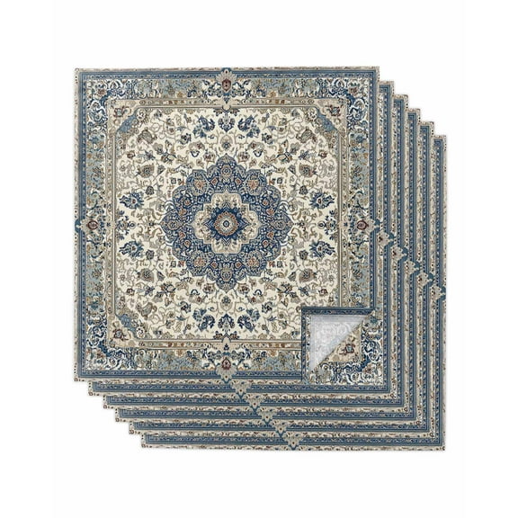 nqOlkjepod Southwestern Boho Blue Cloth Napkins Set of 6 Reusable Dinner Napkins, Ethnic Geometric Farmhouse Cocktail Napkin Washable Table Napkins for Wedding/Holiday Party/Baby Shower 20"x20"