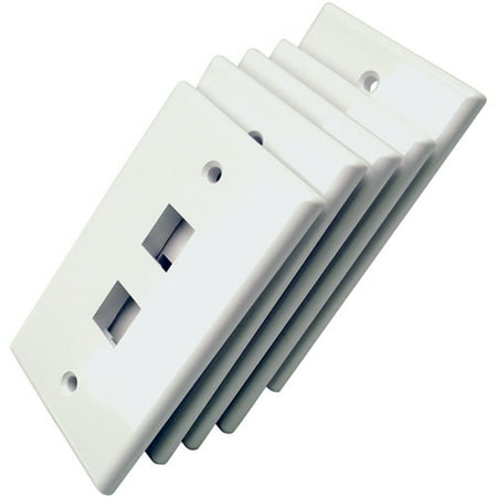 Shaxon BM303WP2-5B 2-Port Single Gang Keystone Wall Plates, 5pk, White