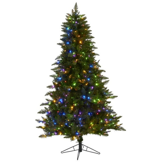Nearly Natural 6.5ft. Vermont Spruce Artificial Christmas Tree with 450 Color Changing (Multifunction with Remote Control) LED Lights with Instant Connect Technology and 984 Bendable Branches