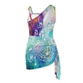 thumbnail image 5 of POLERO Girls' One-Piece Swimsuit with Mesh Cover Up Skirt - Watercolor Music Notes Print, Adjustable Straps, Quick Dry for Beach & Pool Vacations (7-18 Years), 5 of 10