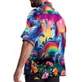 thumbnail image 3 of Robot Unicorn Attack Men's Short Sleeve Spread Collar Button Down Beach Print Casual Shirts, 3 of 6