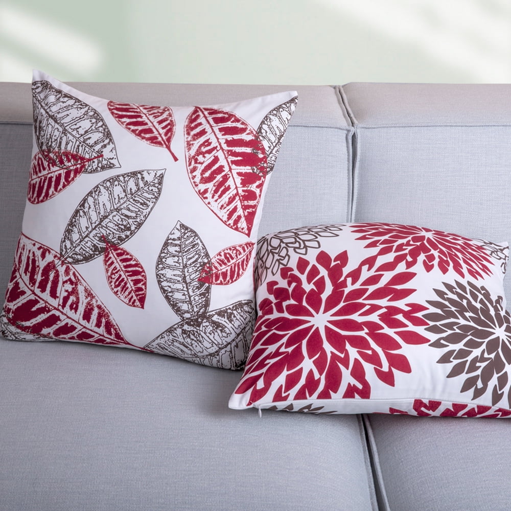 Phantoscope New Living Series Double-sided Design Decorative Throw Pillow Cover, 18" x 18", Red/Brown, 4 Pack