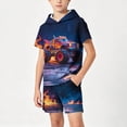 thumbnail image 2 of NAISIBABY Boys Outfits 2-Piece, Graphic Short Sleeve Hooed T-Shirt & Shorts Kids Summer Fashion Sets Dark Blue Size 12, 2 of 7