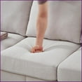 thumbnail image 3 of 59.5” American Classic Living Room Loveseat - 100% Polyester Beige Fabric with Storage & Removable Covers | Beige | Polyester | Round Arms, 3 of 9