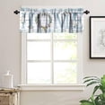 thumbnail image 3 of Rustic Farmhouse Valance, Vintage Country Blue Wooden Cotton Wreath Green Eucalyptus Branches Leaves Print Blackout Short Window Treatment for Kitchen Bathroom, 54x18in, 3 of 5