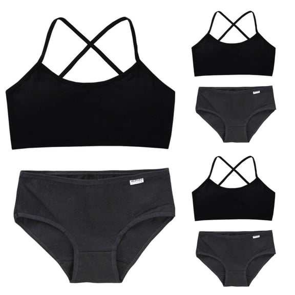 LYMAYTER Girls Comfort Wirefree Training Bras Seamless Cami Bralette And Underwear Set