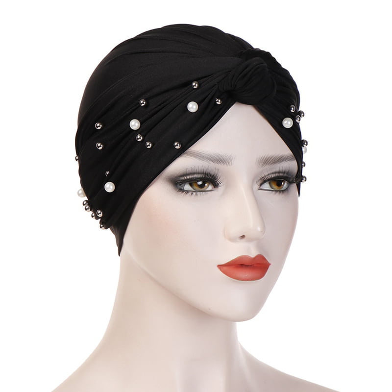 Scarf Hair Loss Beads Hijabs Cancer Chemo Cap Head Wraps Muslim Turban Hat 