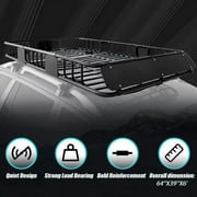 Kojem 64 Universal Roof Rack Basket, Expandable Cargo Carrier, Car Top Luggage Storage Holder, SUV 250Lbs Black