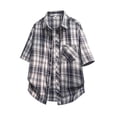 thumbnail image 5 of hoksml Men's Plaid Short Sleeve Button Down Shirts, Regular Fit Breathable Casual Shirt with Chest Pocket for Beach Daily Vacation, 5 of 5