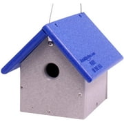 Amish-Made Chickadee or Wren House, Poly-Wood Bird House (Blue/Light Gray)