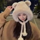 thumbnail image 4 of Gorro Lei Feng lindo de estilo coreano para otoño e invierno, con orejas de oso de peluche, grueso y cálido, con orejeras, gorro frío con forma de cara, gorro de lavabo pequeño, 4 of 5