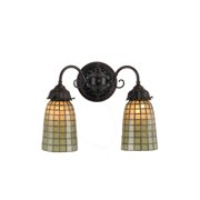 Meyda Tiffany 74056 14.5" W Geometric Green 2 Light Wall Sconce - Avocado