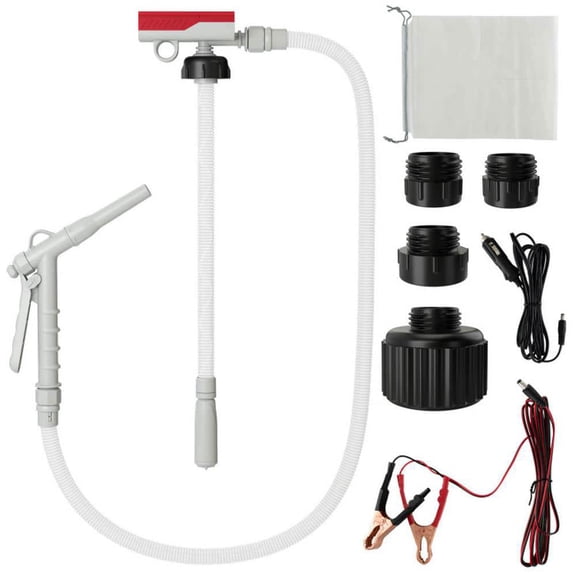 Demifill Fuel Transfer Pump for Flow Control and Stop, Transfer Pump with Nozzle for Cars, Trucks, Red