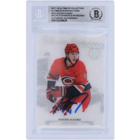 Haydn Fleury Carolina Hurricanes Autographed 2017-18 Upper Deck Ultimate Collection Ultimate Introductions #UI-3 Beckett Fanatics Witnessed Authenticated 10 Rookie Card – Fanatics Authentic Certified