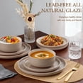 thumbnail image 5 of Vesteel 12-Piece Dinnerware Set for 4, Handcrafted Ceramic Plates and Bowls Set, Speckled Stoneware Dishes Set for Family, Microwave & Dishwasher Safe - Cappuccino Brown, 5 of 11