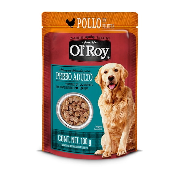 ALIMENTO HÚMEDO PARA PERRO OL'ROY ADULTO POLLO EN FILETES 100 GR